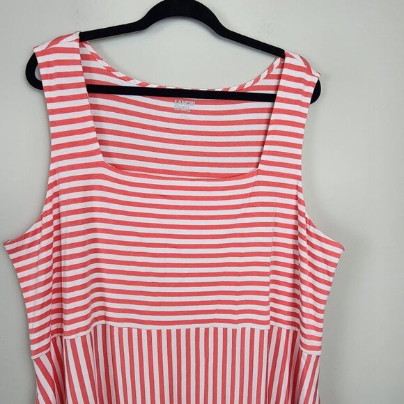 New Lands' End  maxi dress sz 2X 20-22 women plus size red stripes sleeveless - Picture 2 of 13